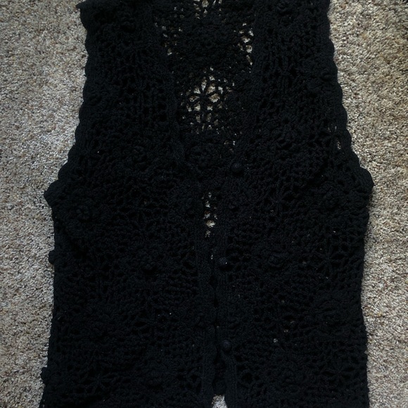 Black Crochet Vest - Picture 1 of 3